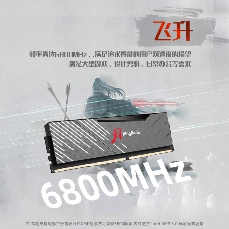 金百达32GB(16GBX2)套装 金百达ddr5 6800电竞条刃黑甲海力士Adie - 图0