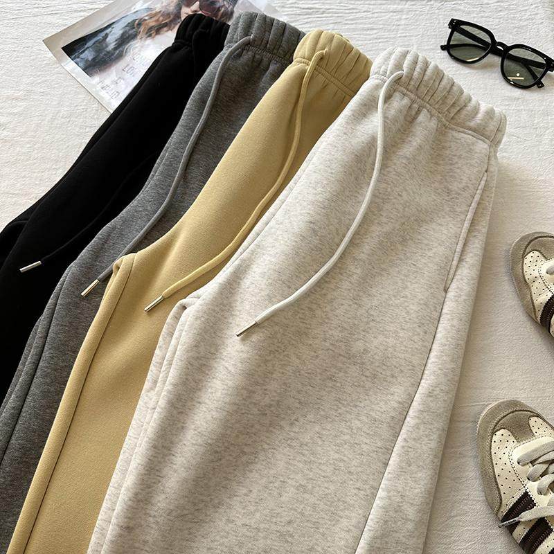 加厚羊羔绒休闲卫裤女秋冬宽松显瘦保暖厚实运动裤纯色束脚哈伦裤,淘宝优惠券,粉丝福利购,淘宝优惠卷