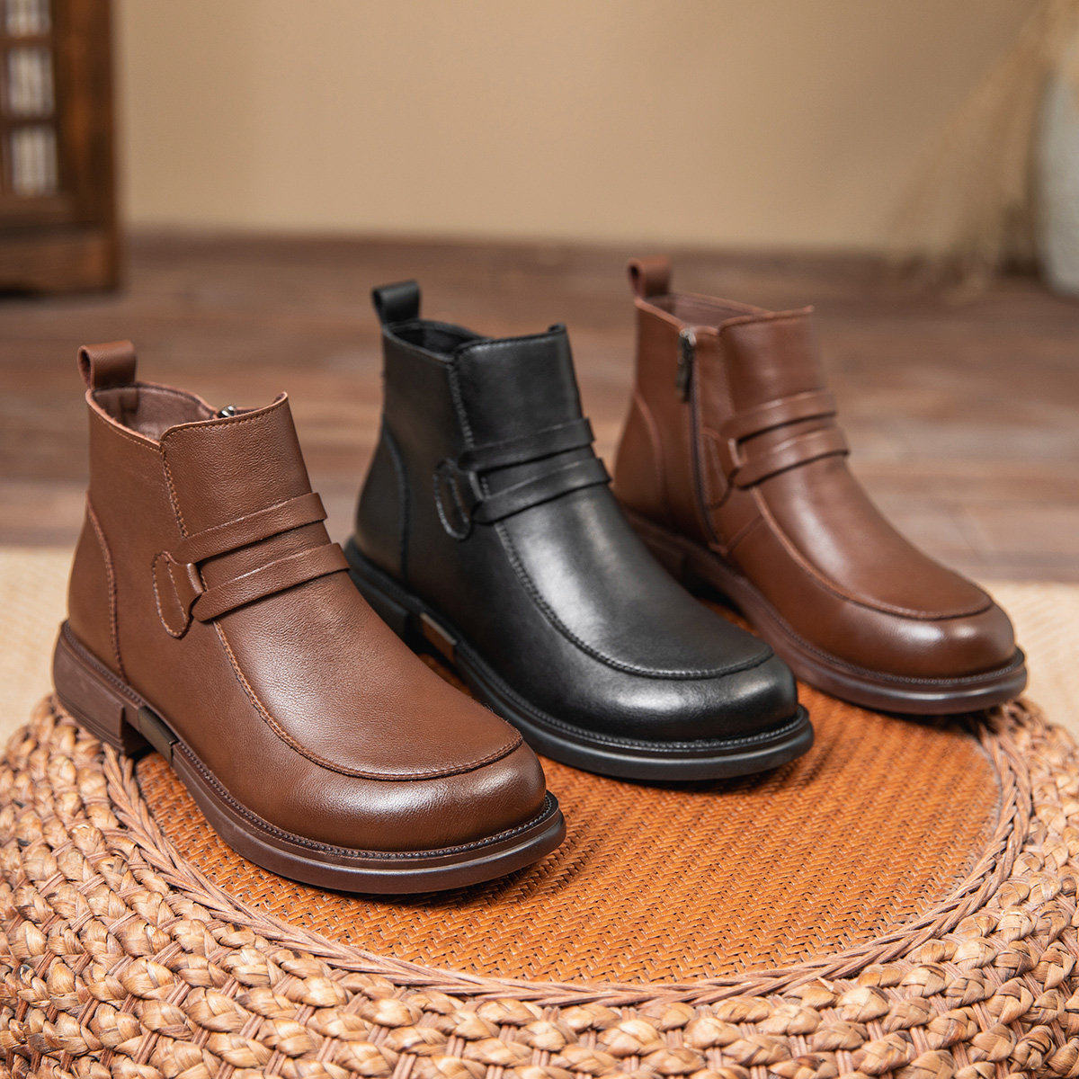 [明星同款]真牛皮软底妈妈鞋棉鞋轻便防滑短靴加绒保暖中老年舒适,淘宝优惠券,粉丝福利购,淘宝优惠卷