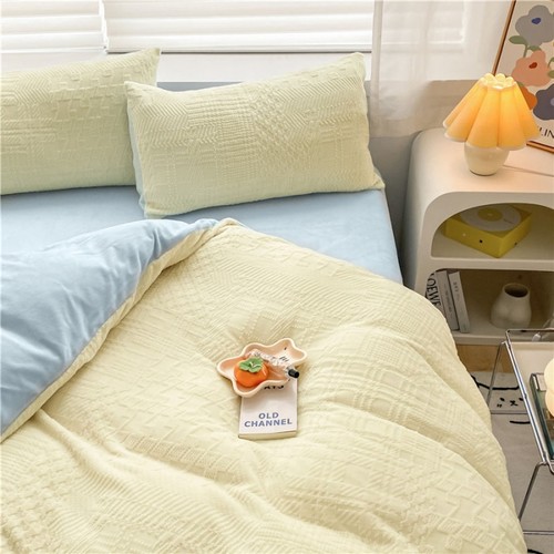 秋冬保暖A类华夫格AB双面高克重雕花绒被套床单四件套床品套件WL - 图0