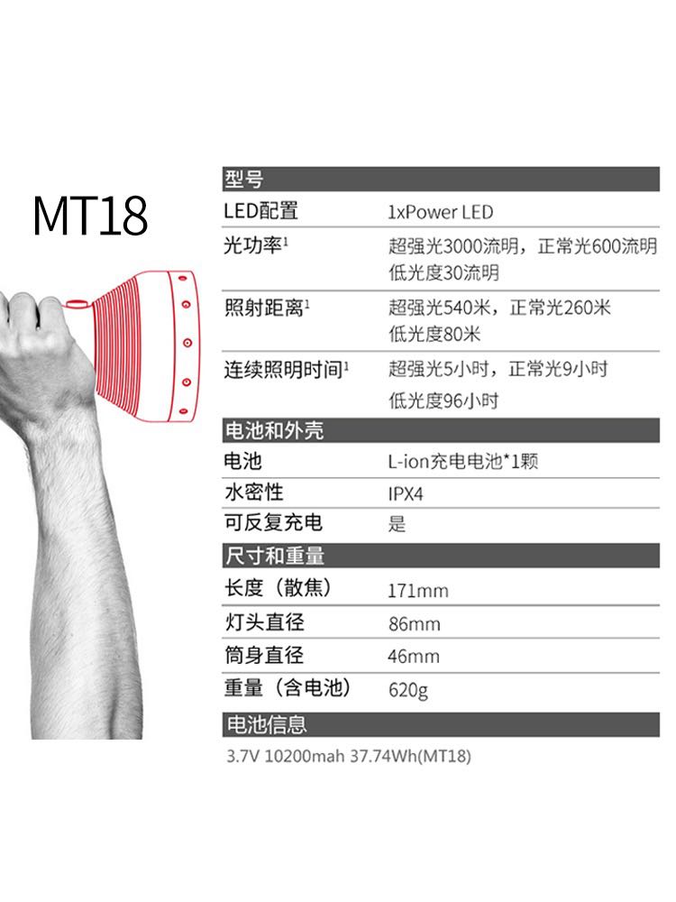 德国Led lenser mt18强光户外探险led手电筒 - 图2