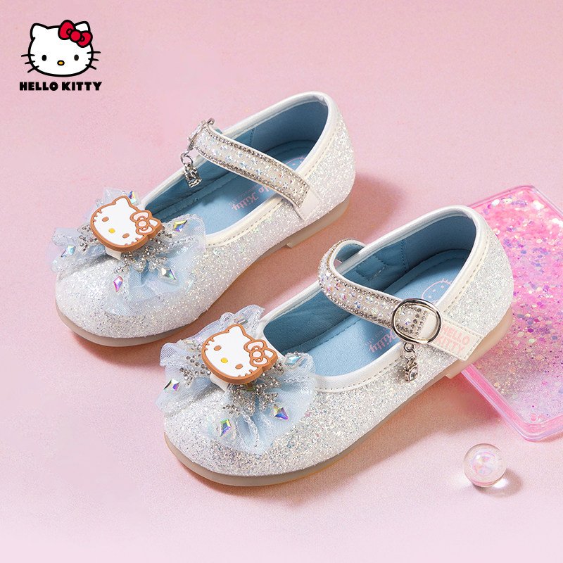 凯蒂猫女童公主鞋水钻小皮鞋秋季新款女孩软底水晶鞋优雅艾莎单鞋,淘宝优惠券,粉丝福利购,淘宝优惠卷
