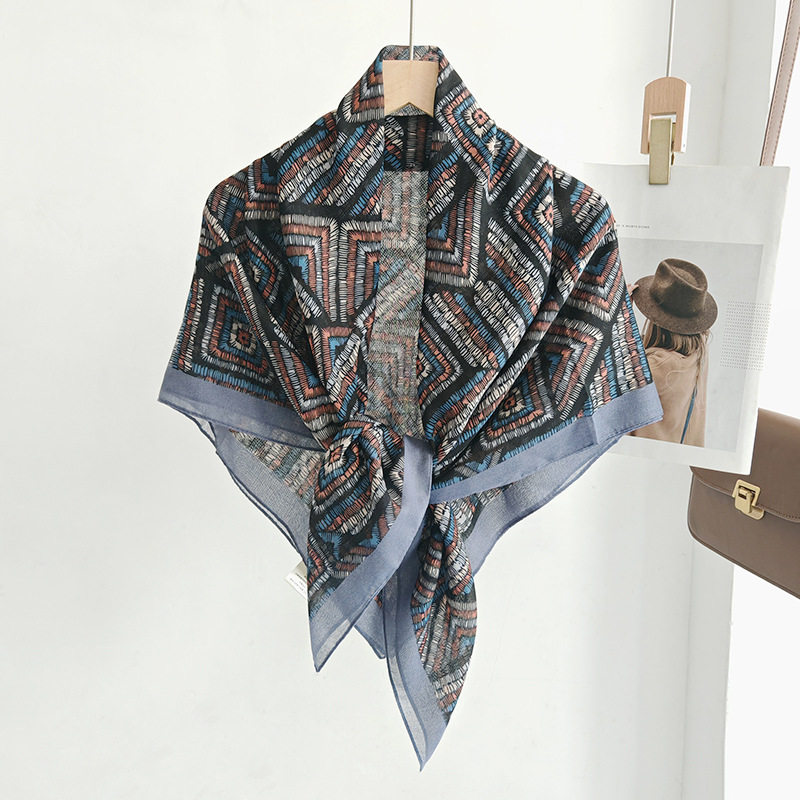 跨境热卖复古几何仿丝棉多功能包头印花方巾防晒披肩围巾女,淘宝优惠券,粉丝福利购,淘宝优惠卷