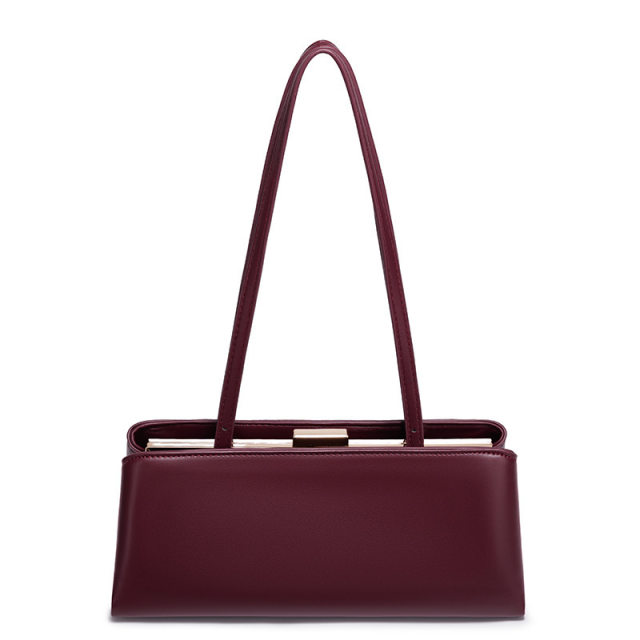 New commuter handbag women's European and American retro clip bag armpit bag baguette bag high-end minimalist style shoulder bag