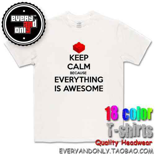 Lego乐高Keep Calm Because Everything Is Awesome日系流行棉T恤-图3