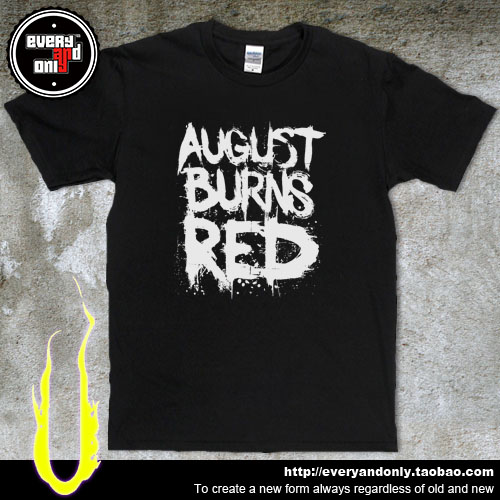 August burns red金属核乐队logo印花图案流行圆领纯棉棉短袖T恤-图1