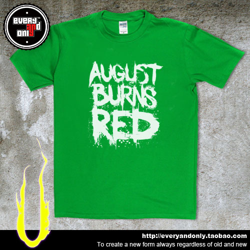 August burns red金属核乐队logo印花图案流行圆领纯棉棉短袖T恤-图2