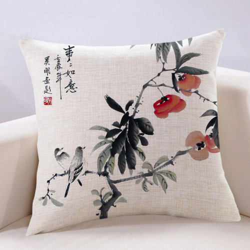 新中式抱枕靠垫客厅沙发靠枕棉麻中国风水墨画禅意葫芦福禄好运枕 - 图2