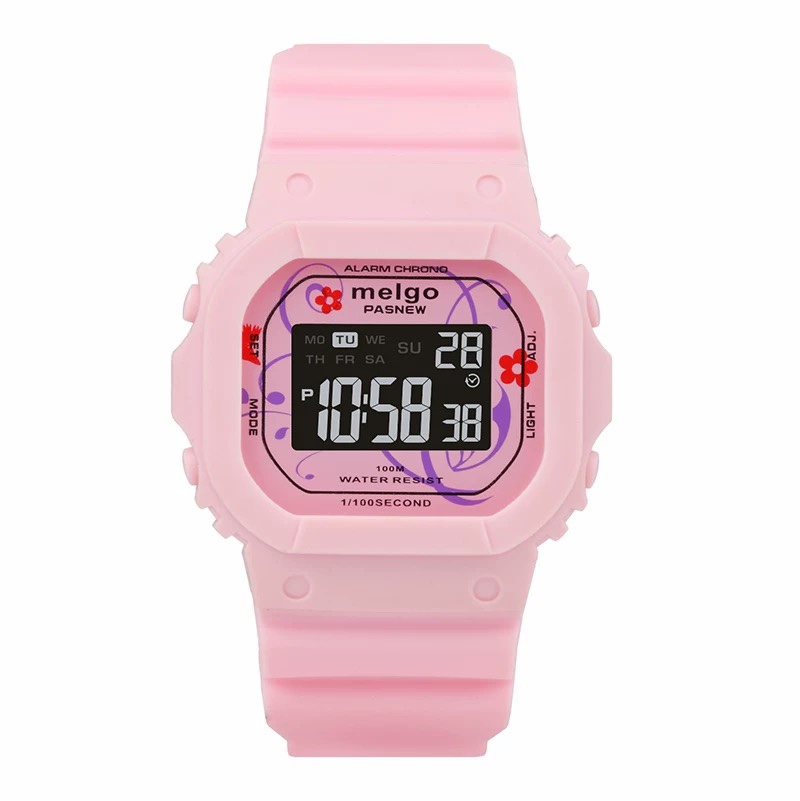 新款百圣牛手表小方块男女学生防水夜光多功能户外运动电子表497 - 图3