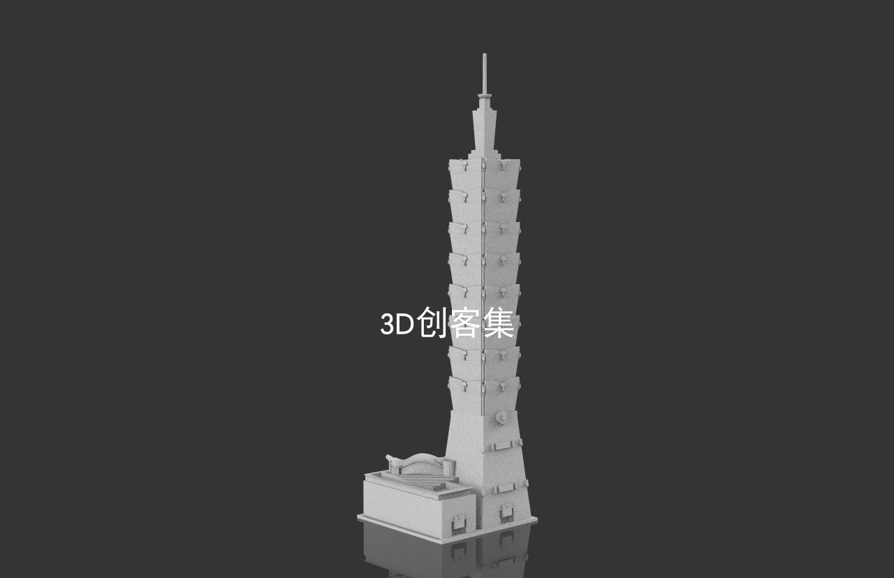 3D打印图纸地标建筑三维模型3D素材stl文件(台北101大厦) - 图0