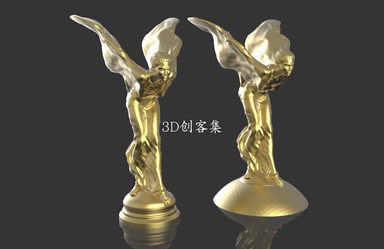 stl文件3D打印数据(RR小金人飞天女神车标高精度)