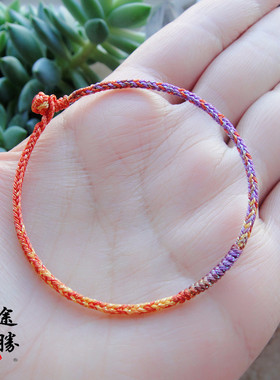 洒金九紫离火九乘四面佛红绳手链