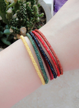 洒金九乘金刚结金木水火土绳手链