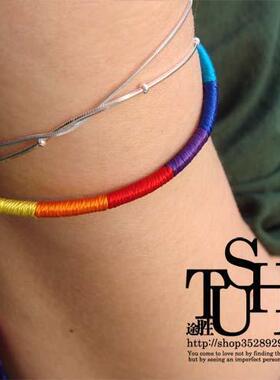 端午正七色五彩天丝手绳红手链