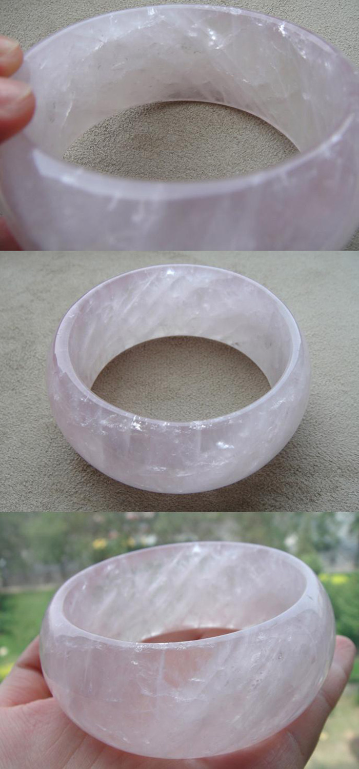 超宽超厚版原矿天色粉水晶芙蓉石手镯手链小众个性饰品女现货