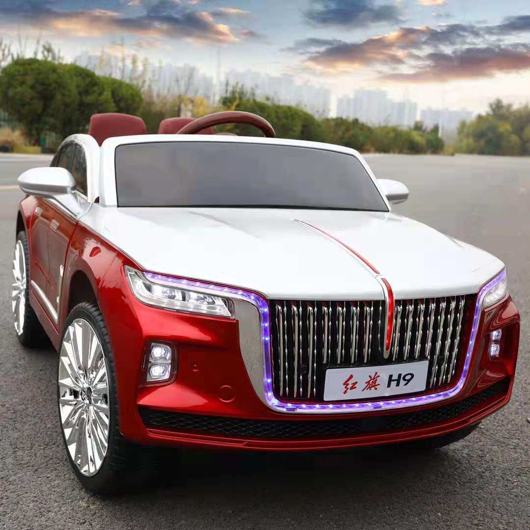 四驱烤漆红旗H9儿童电动车豪华遥控汽车宝宝四轮皮座玩具车可坐人,淘宝优惠券,粉丝福利购,淘宝优惠卷