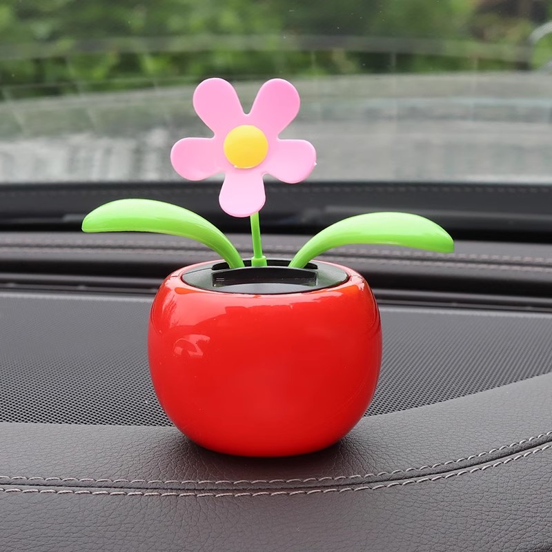 汽车摆件创意小清新太阳能摇头车载中控台2024新款车内装饰品大全 - 图0
