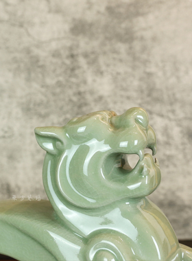 朱文立2006年作品如意虎风水摆件收藏品玄关家居饰品汝瓷汝窑摆件
