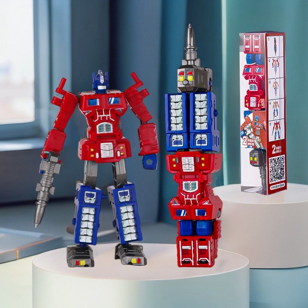 小牧马变形笔可变形擎天之柱手动变形带武器金刚文具学生礼物y