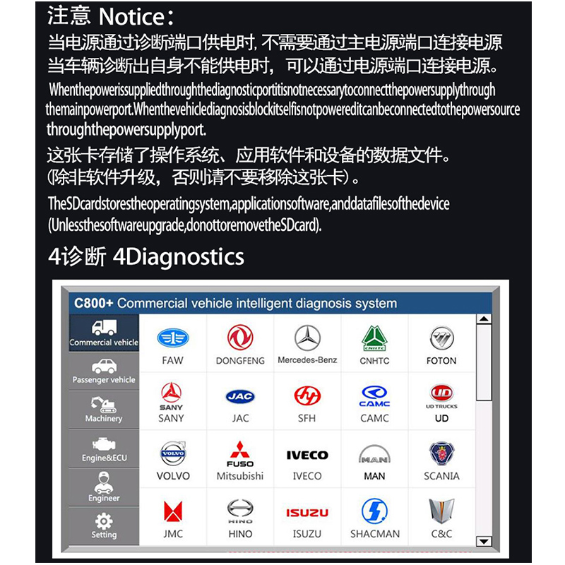 柴油解码器智能柴油诊断仪智驾C800英文刷写标定后处理检测驱动仪 - 图2