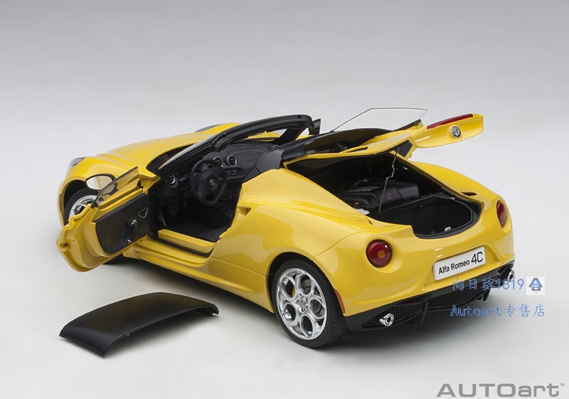 AUTOart奥拓1:18阿尔法罗密欧ALFA ROMEO 4C SPIDER敞篷汽车模型-图1