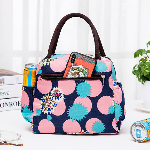 手提包女加厚中年单肩包防水牛津布包大容量便当带饭包小包饭盒袋 - 图0