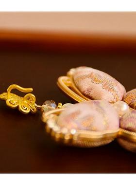 国风宋锦蝴蝶流苏新中式吊坠压襟旗袍汉服蝴蝶串珠包包挂件吊坠