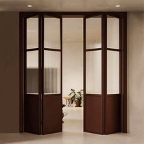 Solid wood folding door Sliding Door Separated Door Cream Wind Bathroom Door Pair Open Door Bedroom Door Method Double Open Glass Door