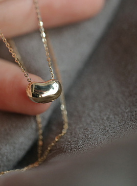 925纯银相思豆项链女锁骨链ins经典设计款港风冷淡风K金豌豆百搭