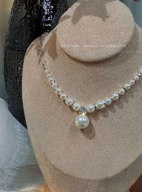 珍珠气质高级感短款项链优雅名媛法式浪漫银色轻奢锁骨链新款饰品