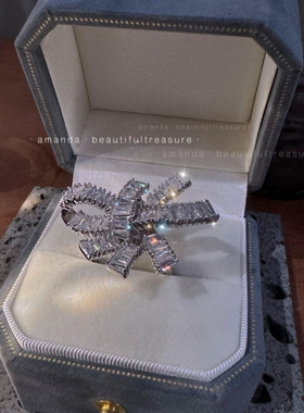 轻奢蝴蝶锆石微镶开口戒指女