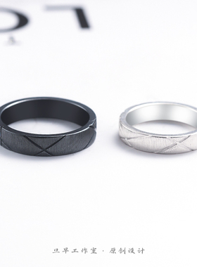 旦早情侣999纯银闭口素圈对戒