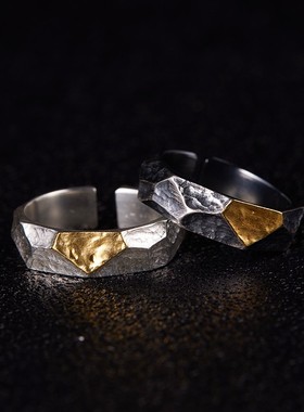 999纯银拼24K黄金轻奢戒指