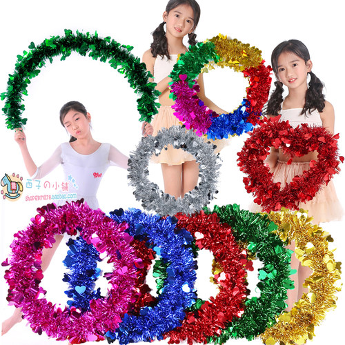 运动会入场开幕式方队幼儿园早操器械手持舞蹈道具硬圈亮钢丝花环 - 图0