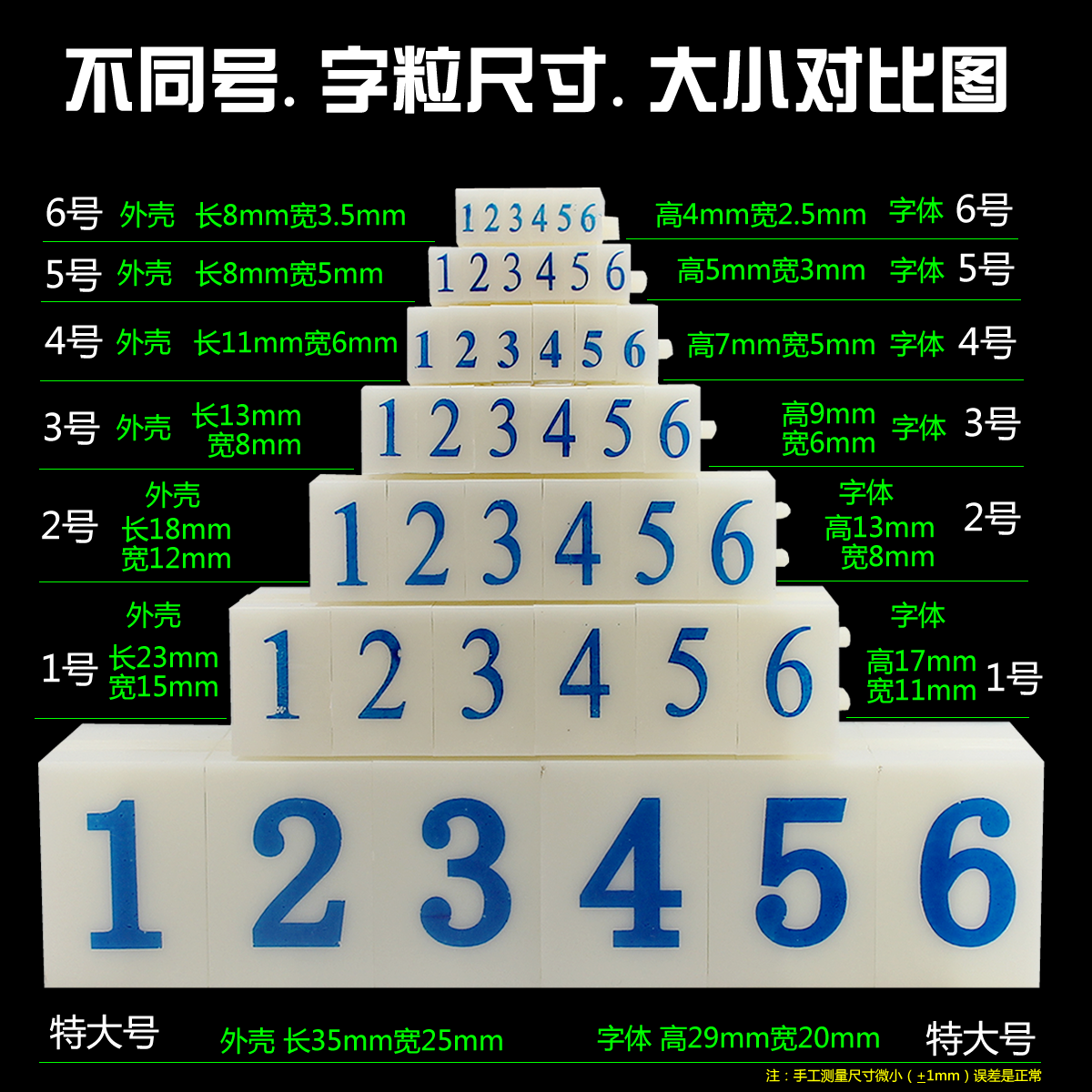 亚信特大号活字组合数字章0-9 超市价格标价编码批码日期号码印章 - 图0