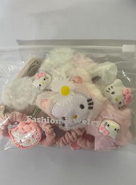 日系kT发饰可爱毛绒hellokitty卡通鸭嘴侧边发夹头饰摆摊