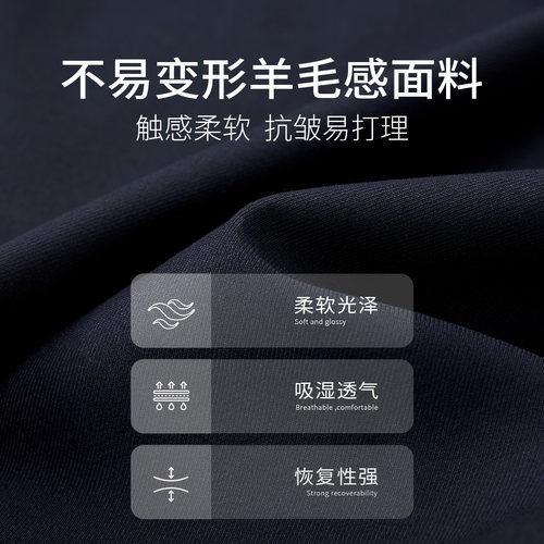 吉约蒙双排扣西服男士套装蓝色高级商务正装结婚新郎礼服西装外套 - 图2