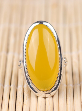 复古镶嵌天然夸张大气开口戒指