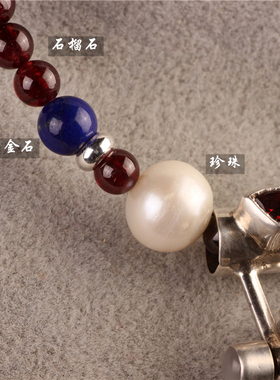 纯银白水晶石榴石个性项链女