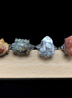 天然纯银雕刻开口可调节饰品戒指