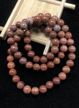 天然珊瑚玉8.5mm紫红三圈手链老矿料同料精品菊花玉石多圈手串