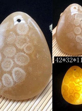 福利款天然珊瑚玉吊坠双面可佩戴水滴吊坠原创设计通用饰品