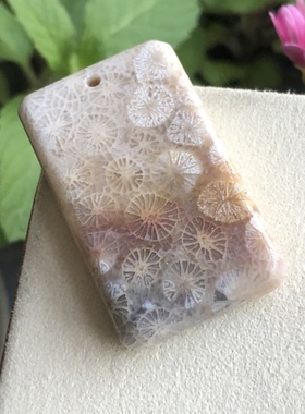 新品天然珊瑚玉彩色蕾丝花牌子吊坠方牌项链玉化通透自然光拍摄