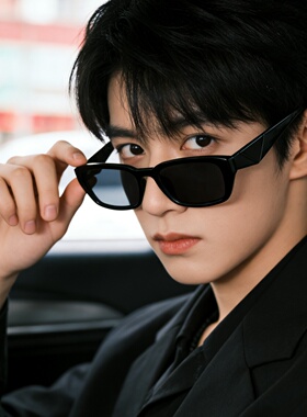 马丁同款玳瑁豹纹色墨镜几何切角猫眼防晒镜片UV400防紫外线墨镜