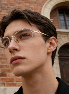 椭圆无框墨镜女美街拍个性太阳镜