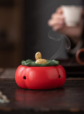 【好柿花生】创意柿子盘香炉家用室内檀香沉香香薰炉茶几禅意摆件