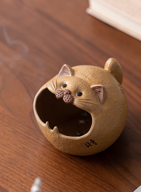 【大嘴猫】可爱猫咪烟灰缸家用茶几个性装饰日式和风摆件防风飞灰