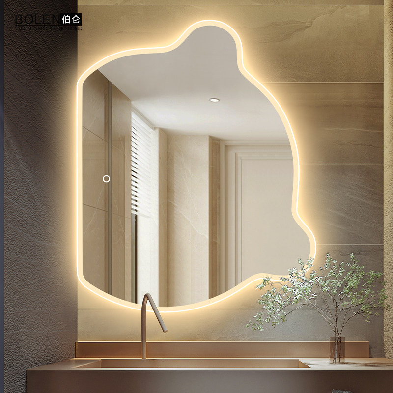 BOLEN智能小熊镜子卫生间化妆镜壁挂浴室镜子led灯镜异形装饰镜子_虎窝淘