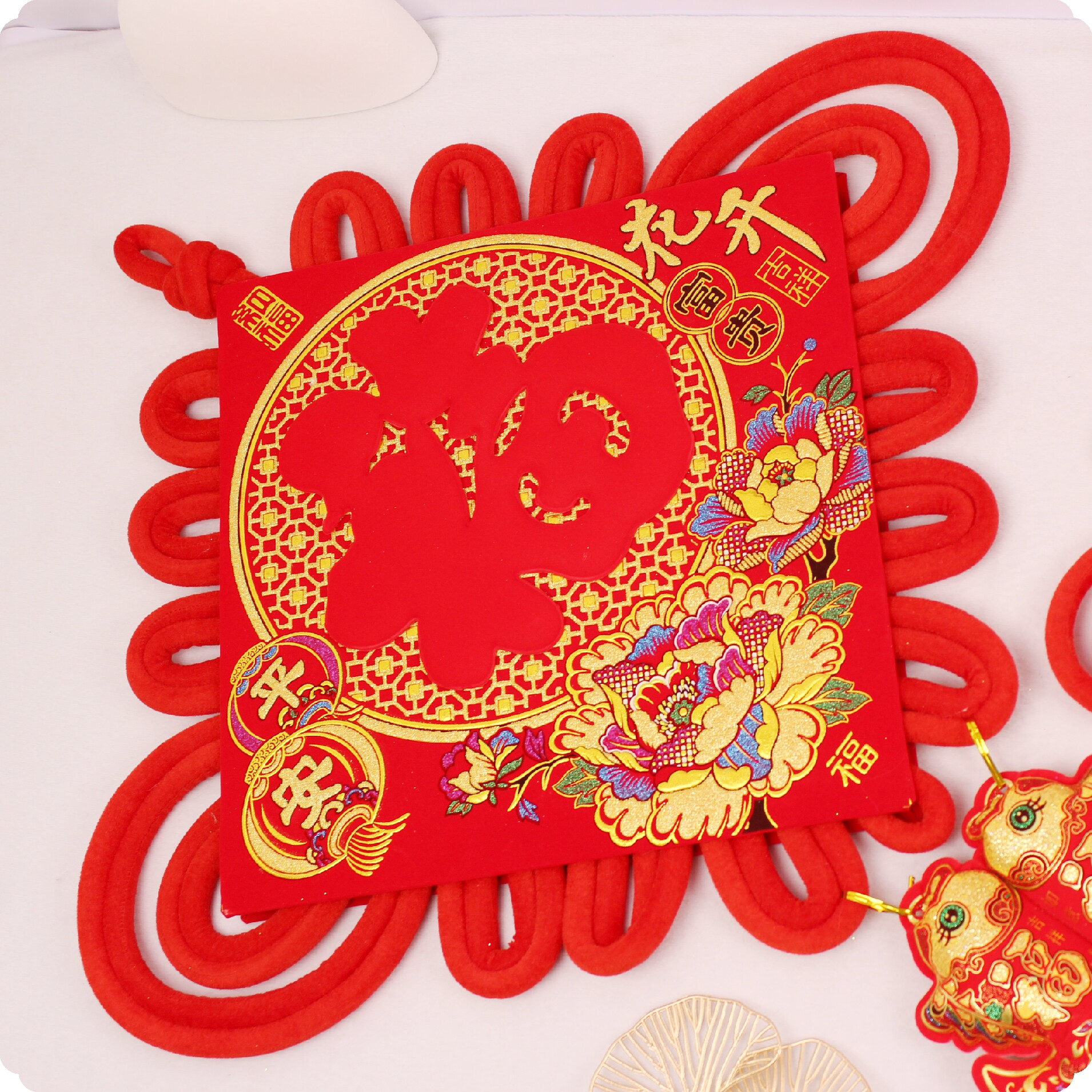 中国结挂件福对联电视背景墙客厅玄关入户新年春节乔迁新居装饰品