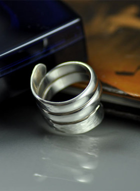 萦绕-文艺范925纯银时尚多圈环绕个性设计感宽戒指-幽幽浪漫情怀